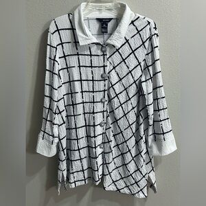 Ali Miles Tunic Top Size S Artsy Blouse Button Up Neutral Modern Lagenlook